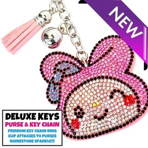 DeLuxe Keys Rhinestone Keychain/Purse Chain- Pink Peekaboo